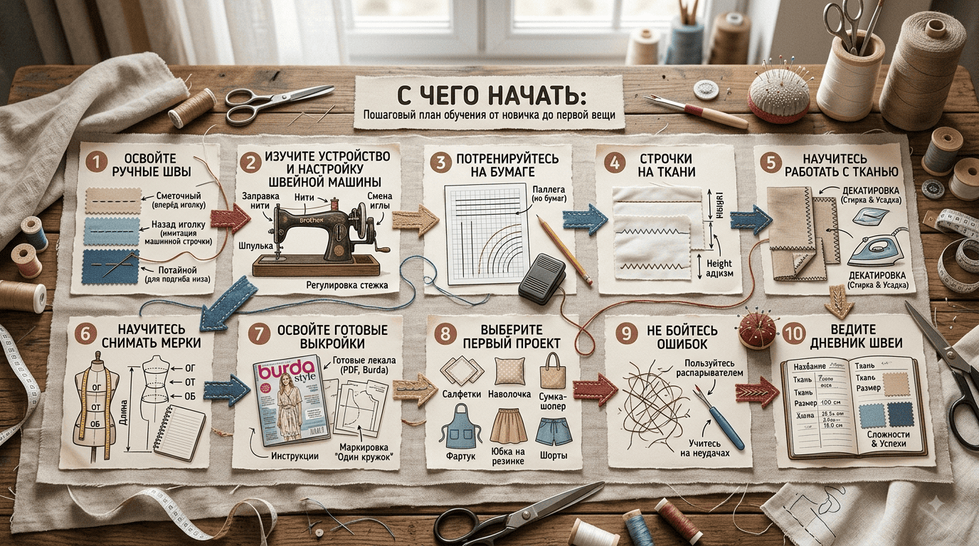 пошаговый план обучения от новичка до первой вещи