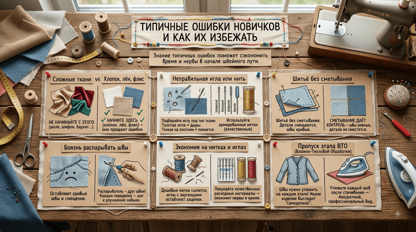 Типичные ошибки новичков для шитья